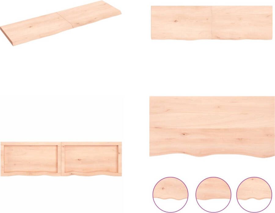 VidaXL Wandschap 140x40x(2-4) cm onbehandeld massief eikenhout Wandschap Wandschappen Wandplank Wandrek