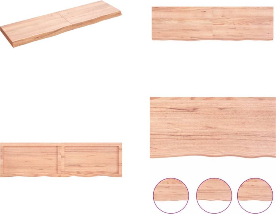 VidaXL Wandschap 140x40x(2-6)cm behandeld massief eikenhout lichtbruin Wandschap Wandschappen Wandplank Wandrek