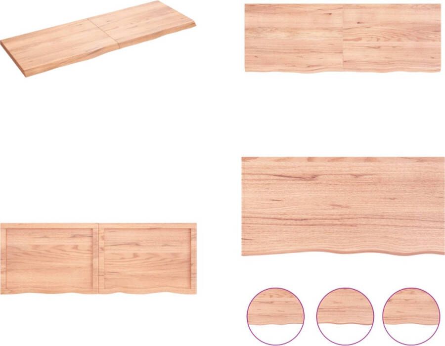 VidaXL Wandschap 140x50x(2-4)cm behandeld massief eikenhout lichtbruin Wandschap Wandschappen Wandplank Wandrek