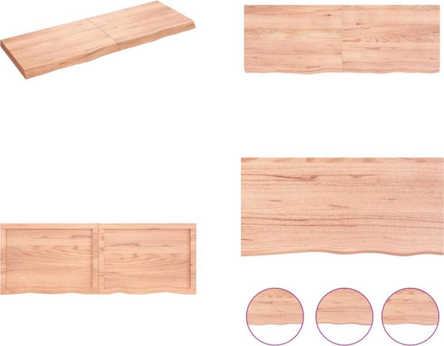 VidaXL Wandschap 140x50x(2-6)cm behandeld massief eikenhout lichtbruin Wandschap Wandschappen Wandplank Wandrek