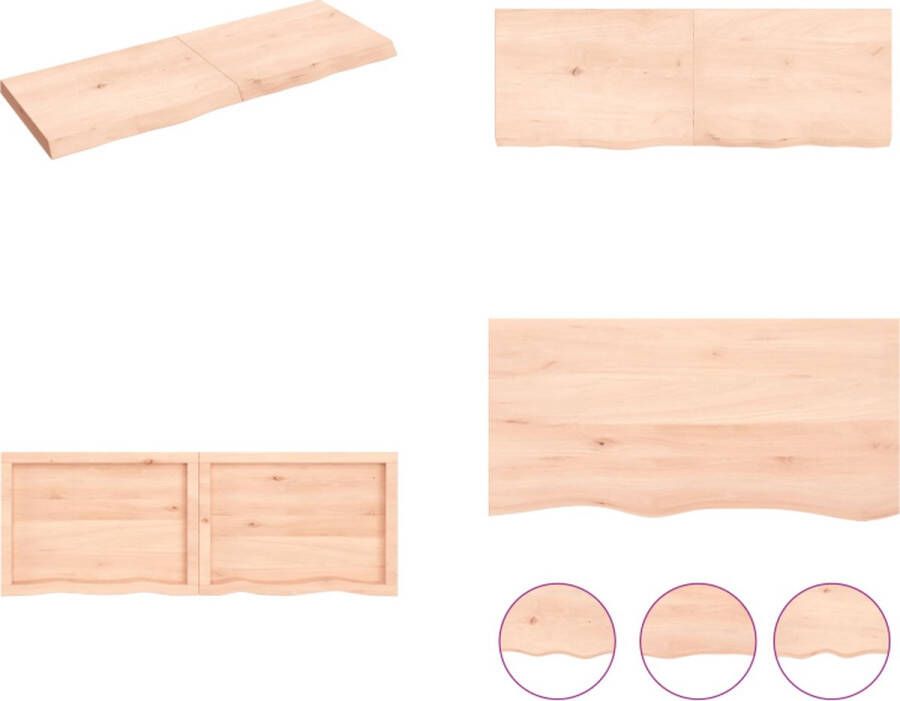 VidaXL Wandschap 140x50x(2-6) cm onbehandeld massief eikenhout Wandschap Wandschappen Wandplank Wandrek