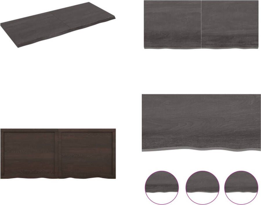 VidaXL -Wandschap-140x60x4-cm-behandeld-massief-eikenhout-donkergrijs Wandschap Wandschappen Wandplank Wandrek