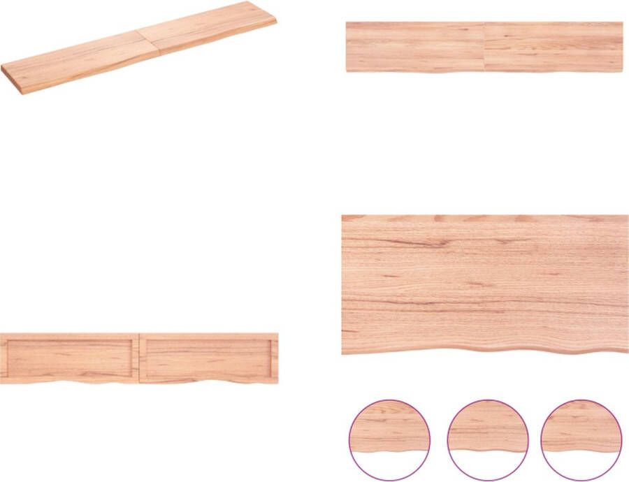 VidaXL Wandschap 160x30x(2-4)cm behandeld massief eikenhout lichtbruin Wandschap Wandschappen Wandplank Wandrek