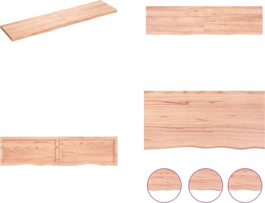 VidaXL Wandschap 160x40x(2-4)cm behandeld massief eikenhout lichtbruin Wandschap Wandschappen Wandplank Wandrek