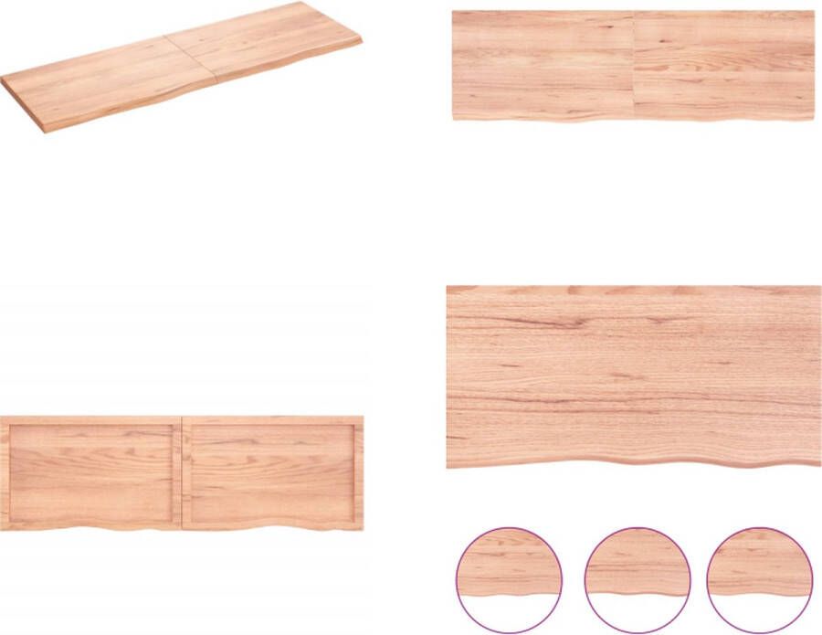 VidaXL Wandschap 160x50x(2-4)cm behandeld massief eikenhout lichtbruin Wandschap Wandschappen Wandplank Wandrek