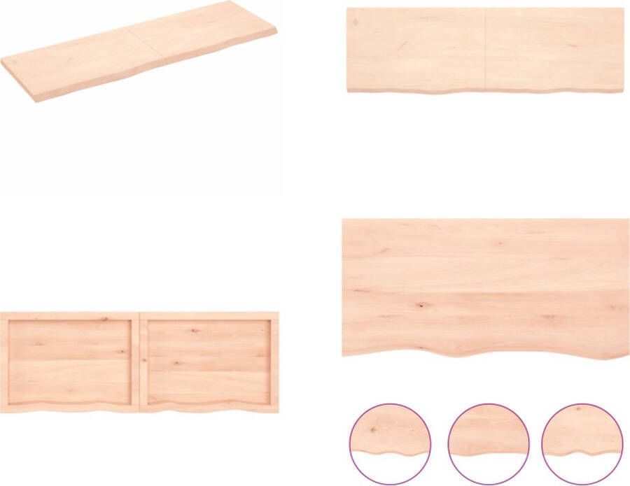 VidaXL Wandschap 160x50x(2-4) cm onbehandeld massief eikenhout Wandschap Wandschappen Wandplank Wandrek