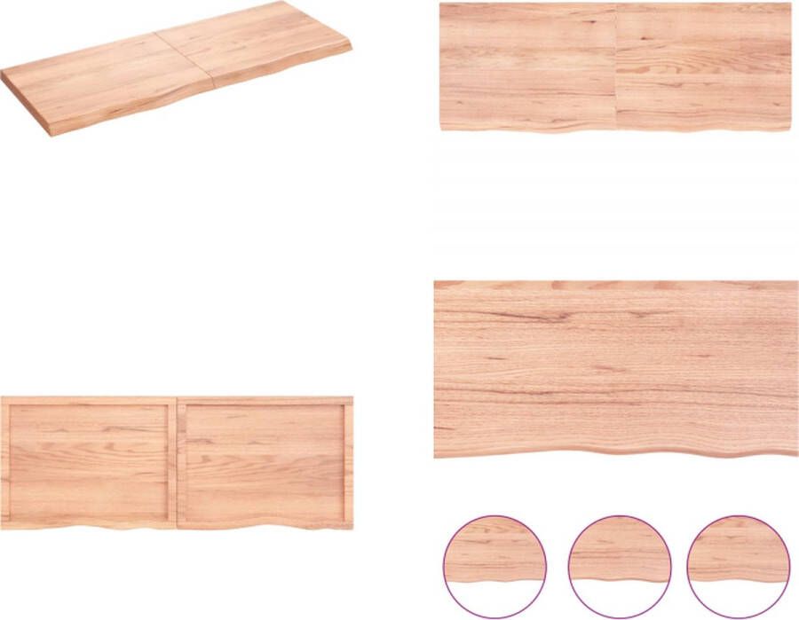 VidaXL Wandschap 160x60x(2-6)cm behandeld massief eikenhout lichtbruin Wandschap Wandschappen Wandplank Wandrek