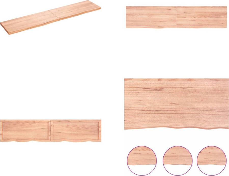 VidaXL Wandschap 180x40x(2-4)cm behandeld massief eikenhout lichtbruin Wandschap Wandschappen Wandplank Wandrek