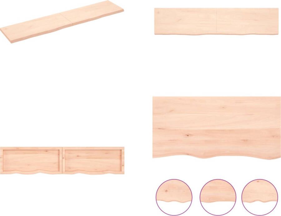 VidaXL Wandschap 180x40x(2-4) cm onbehandeld massief eikenhout Wandschap Wandschappen Wandplank Wandrek