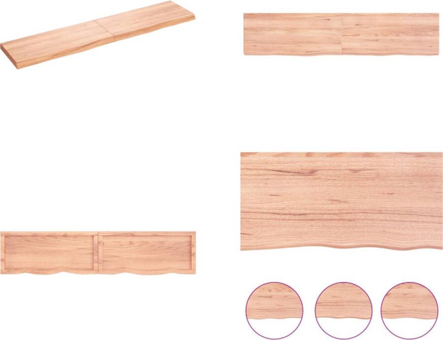 VidaXL Wandschap 180x40x(2-6)cm behandeld massief eikenhout lichtbruin Wandschap Wandschappen Wandplank Wandrek