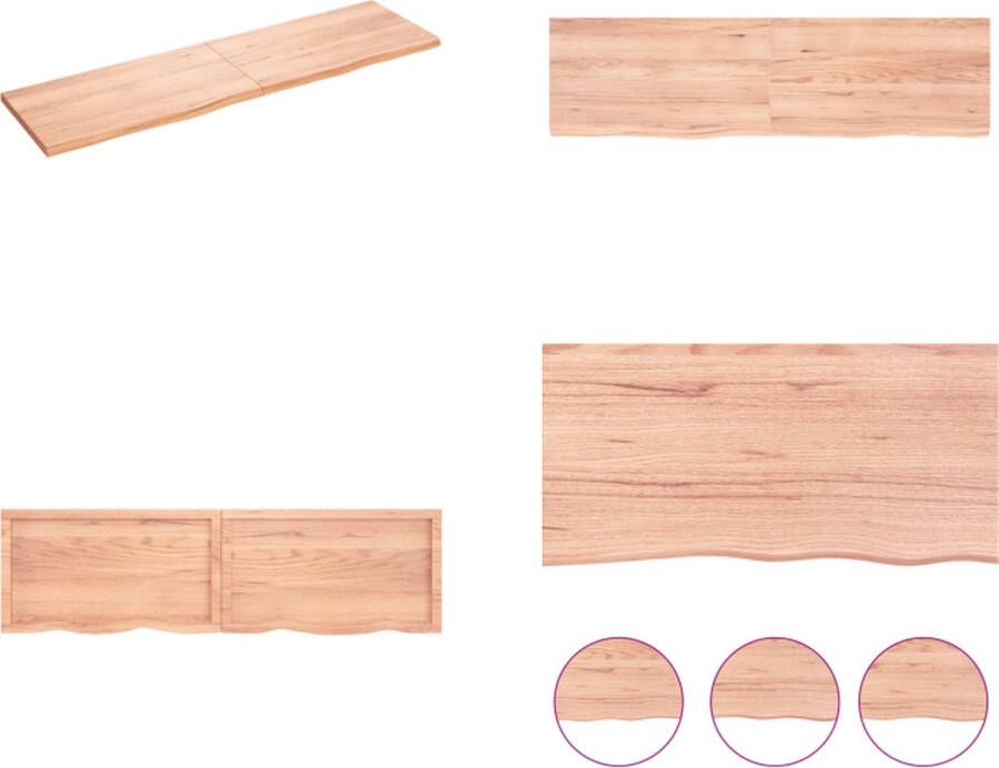 VidaXL Wandschap 180x50x(2-4)cm behandeld massief eikenhout lichtbruin Wandschap Wandschappen Wandplank Wandrek