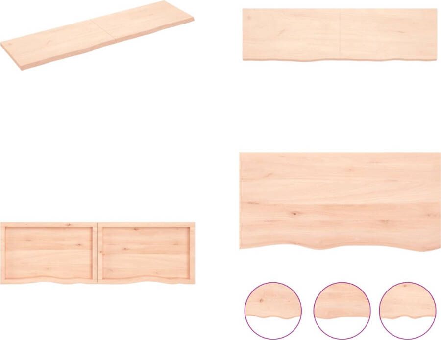 VidaXL Wandschap 180x50x(2-4) cm onbehandeld massief eikenhout Wandschap Wandschappen Wandplank Wandrek