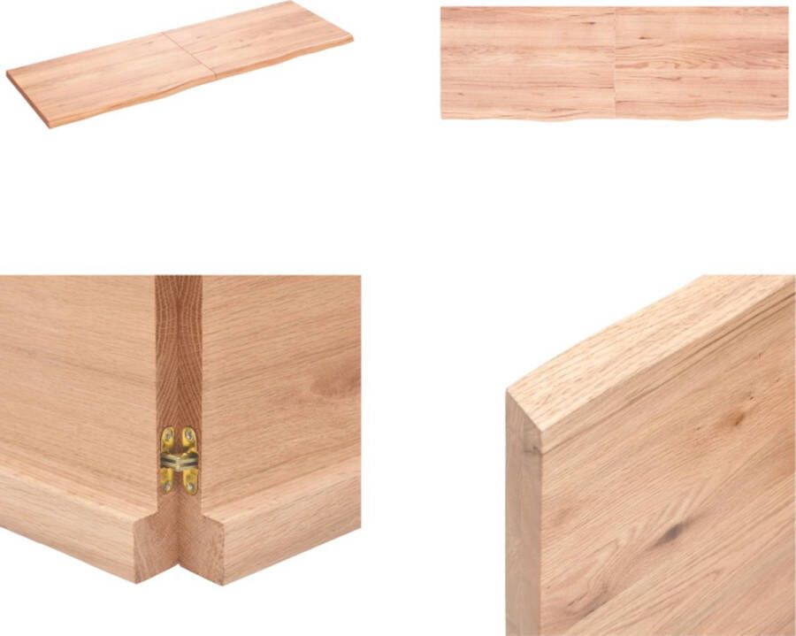 VidaXL Wandschap 180x60x(2-4)cm behandeld massief eikenhout lichtbruin Wandschap Wandschappen Wandplank Wandrek