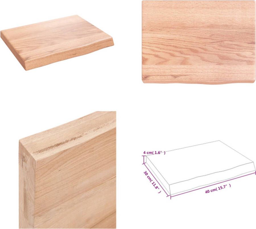 VidaXL Wandschap 40x30x(2-4) cm behandeld massief eikenhout lichtbruin Wandschap Wandschappen Wandplank Wandrek