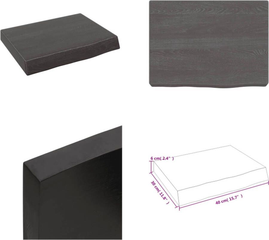 VidaXL Wandschap 40x30x(2-6)cm behandeld massief eikenhout donkerbruin Wandschap Wandschappen Wandplank Wandrek