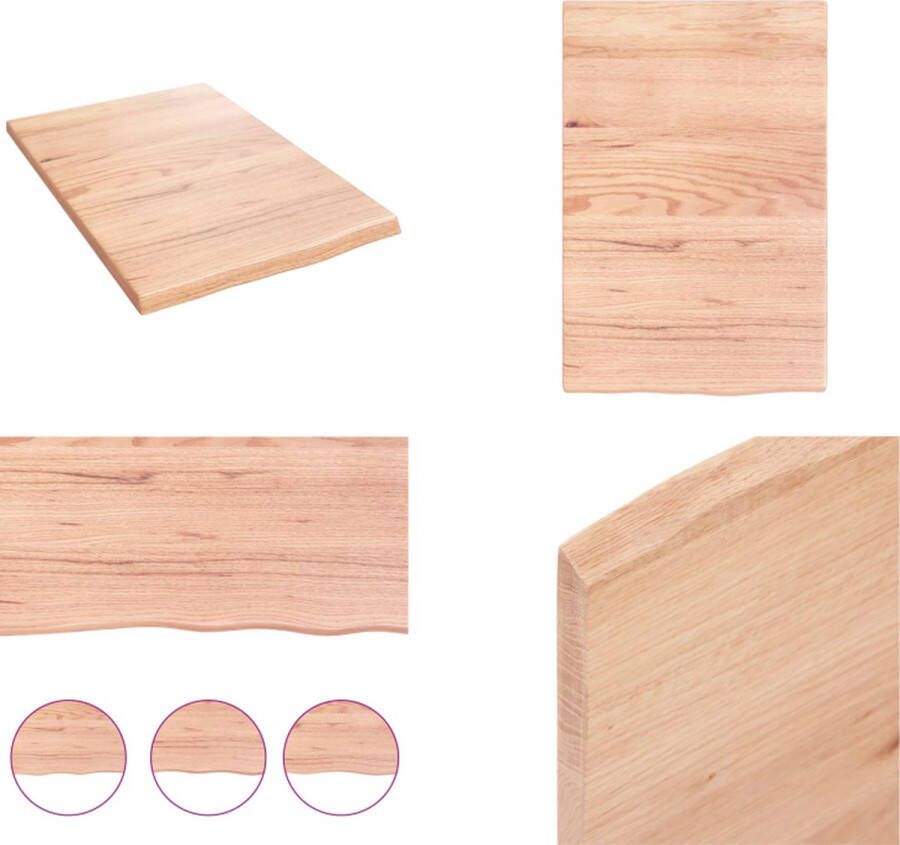 VidaXL Wandschap 40x60x2 cm behandeld massief eikenhout lichtbruin Wandschap Wandschappen Wandplank Wandrek