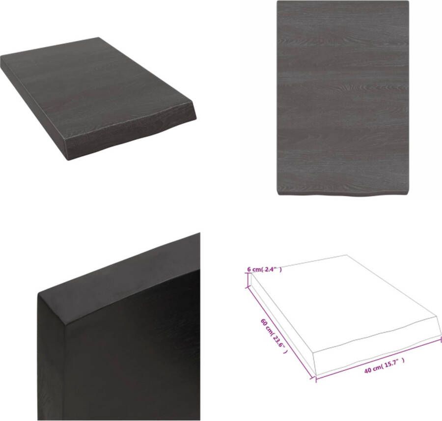 VidaXL Wandschap 40x60x(2-6)cm behandeld massief eikenhout donkerbruin Wandschap Wandschappen Wandplank Wandrek