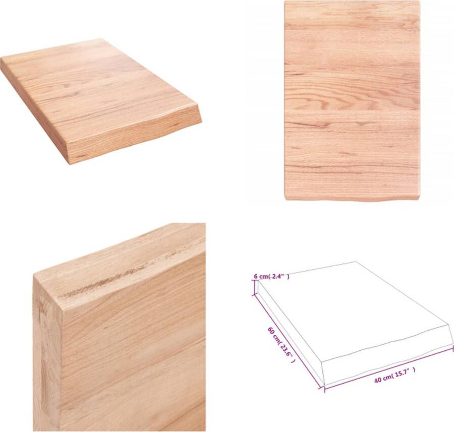 VidaXL Wandschap 40x60x(2-6) cm behandeld massief eikenhout lichtbruin Wandschap Wandschappen Wandplank Wandrek
