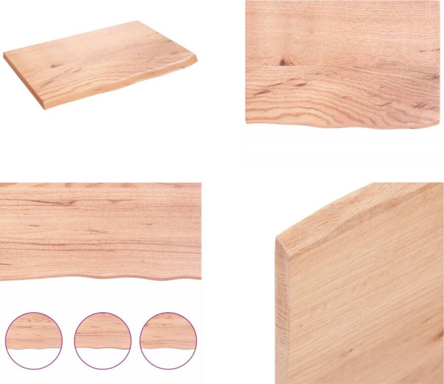 VidaXL Wandschap 60x40x2 cm behandeld massief eikenhout lichtbruin Wandschap Wandschappen Wandplank Wandrek