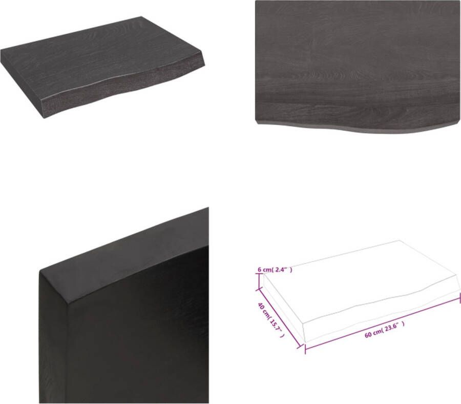 VidaXL Wandschap 60x40x(2-6)cm behandeld massief eikenhout donkerbruin Wandschap Wandschappen Wandplank Wandrek