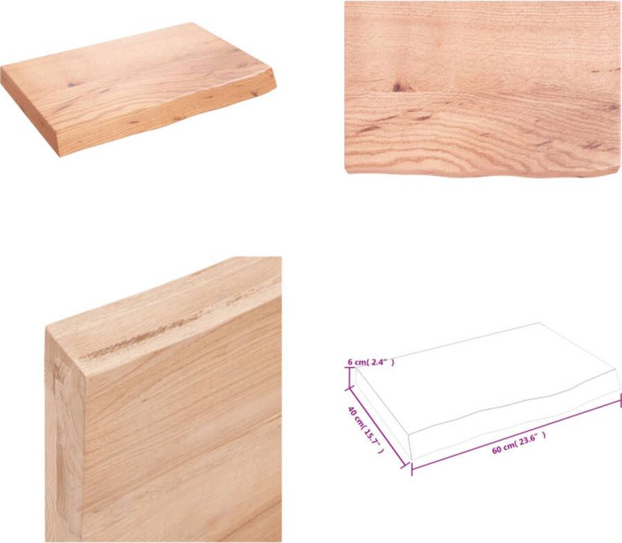 VidaXL Wandschap 60x40x6 cm behandeld massief eikenhout lichtbruin Wandschap Wandschappen Wandplank Wandrek