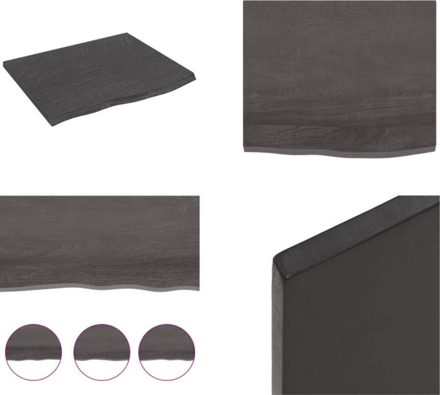 VidaXL Wandschap 60x50x2 cm behandeld massief eikenhout donkerbruin Wandschap Wandschappen Wandplank Wandrek