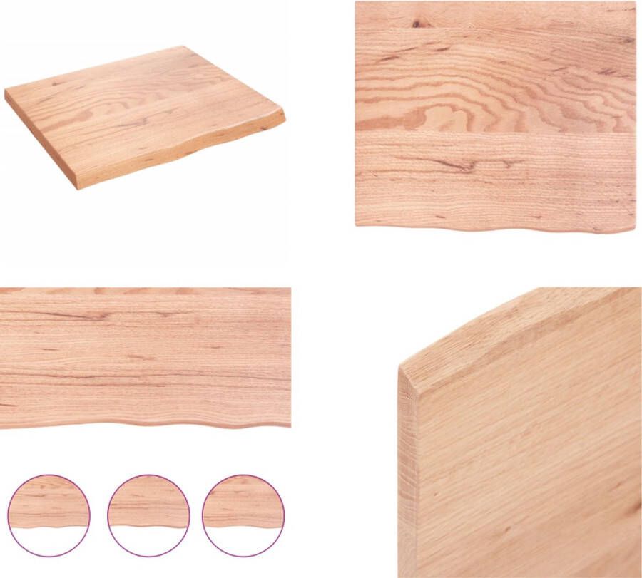 VidaXL Wandschap 60x50x2 cm behandeld massief eikenhout lichtbruin Wandschap Wandschappen Wandplank Wandrek