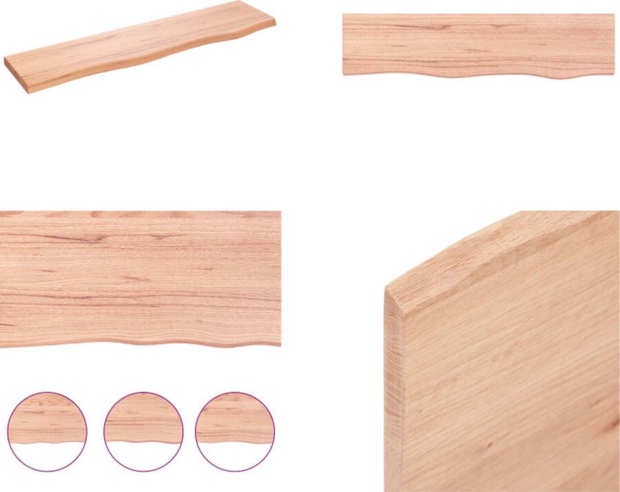 VidaXL Wandschap 80x20x2 cm behandeld massief eikenhout lichtbruin Wandschap Wandschappen Wandplank Wandrek