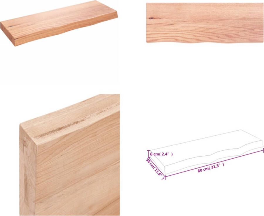 VidaXL Wandschap 80x30x(2-6) cm behandeld massief eikenhout lichtbruin Wandschap Wandschappen Wandplank Wandrek