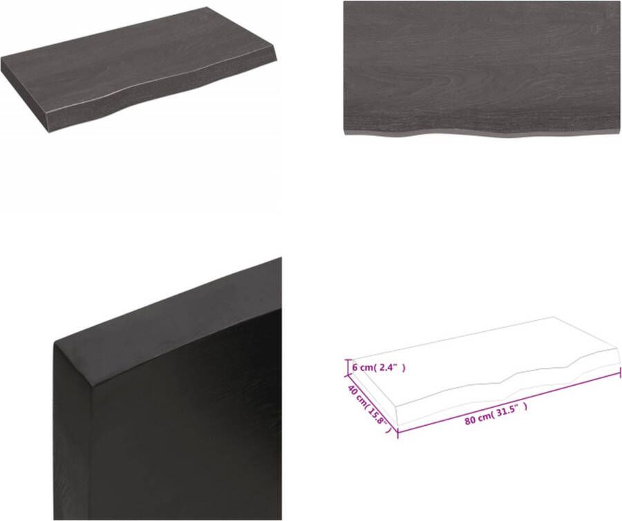 VidaXL Wandschap 80x40x(2-6)cm behandeld massief eikenhout donkerbruin Wandschap Wandschappen Wandplank Wandrek