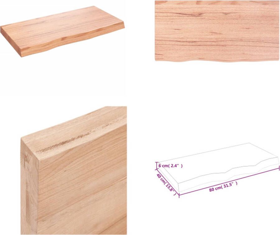 VidaXL Wandschap 80x40x6 cm behandeld massief eikenhout lichtbruin Wandschap Wandschappen Wandplank Wandrek