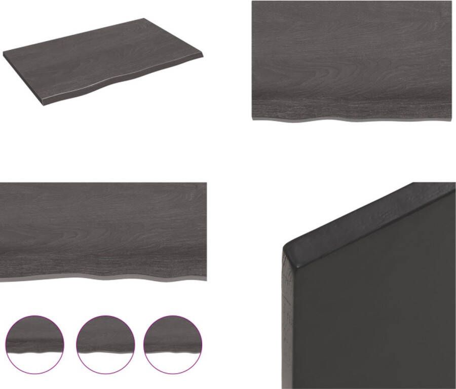 VidaXL Wandschap 80x50x2 cm behandeld massief eikenhout donkergrijs Wandschap Wandschappen Wandplank Wandrek
