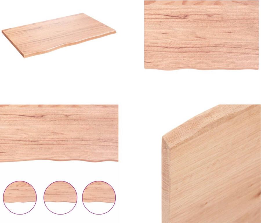 VidaXL Wandschap 80x50x2 cm behandeld massief eikenhout lichtbruin Wandschap Wandschappen Wandplank Wandrek