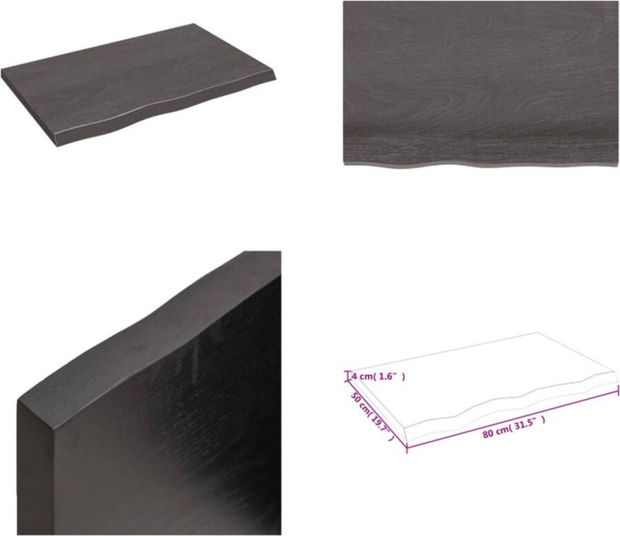 VidaXL Wandschap 80x50x(2-4)cm behandeld massief eikenhout donkerbruin Wandschap Wandschappen Wandplank Wandrek
