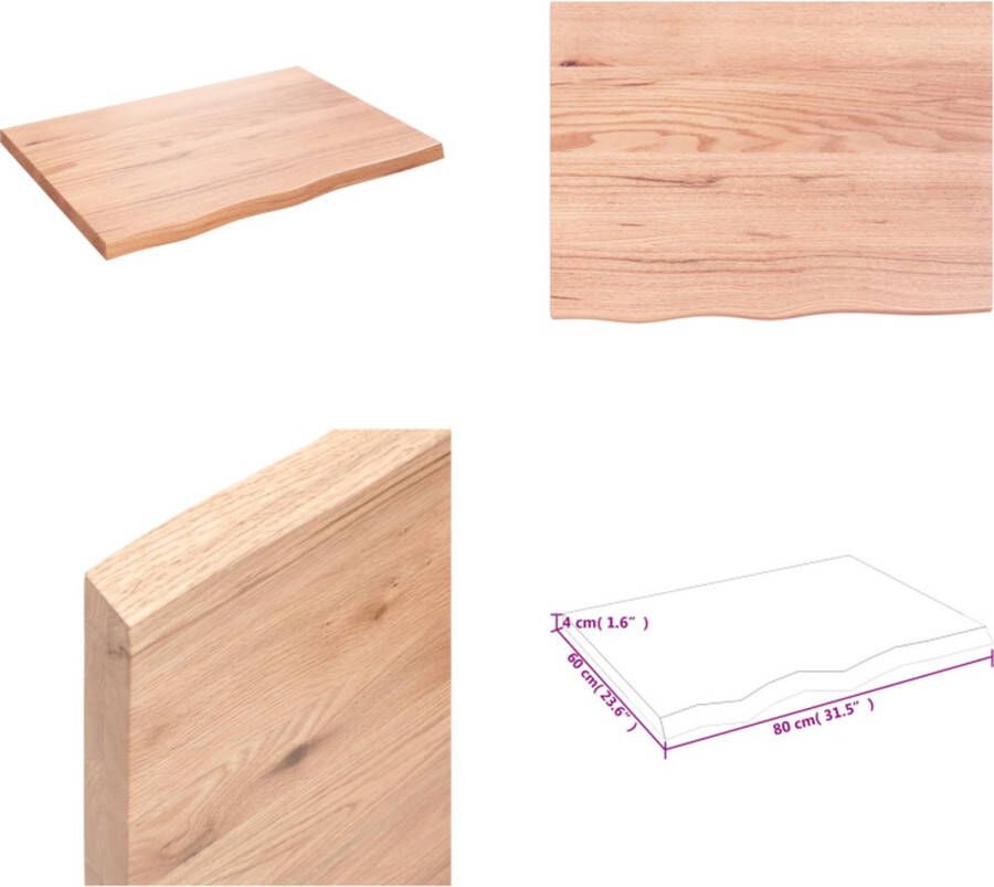 VidaXL Wandschap 80x60x(2-4) cm behandeld massief eikenhout lichtbruin Wandschap Wandschappen Wandplank Wandrek