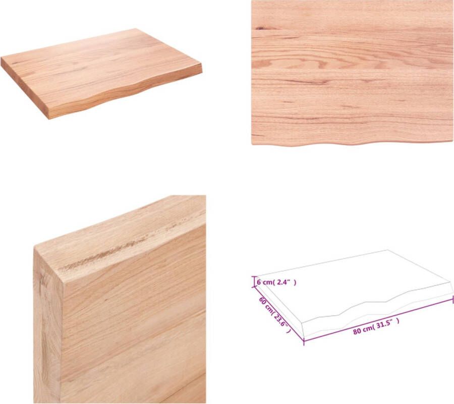 VidaXL Wandschap 80x60x(2-6) cm behandeld massief eikenhout lichtbruin Wandschap Wandschappen Wandplank Wandrek