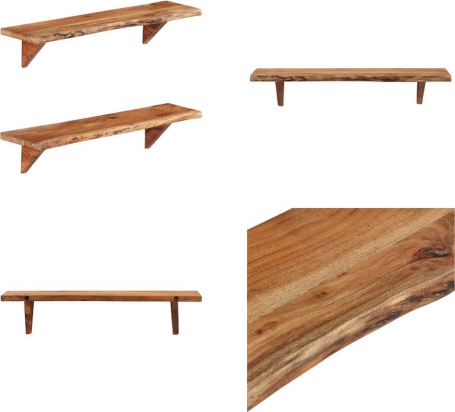 VidaXL Wandschappen 2 st 90x20x18 cm massief acaciahout Wandplank Wandplanken Houten Schap Houten Schappen