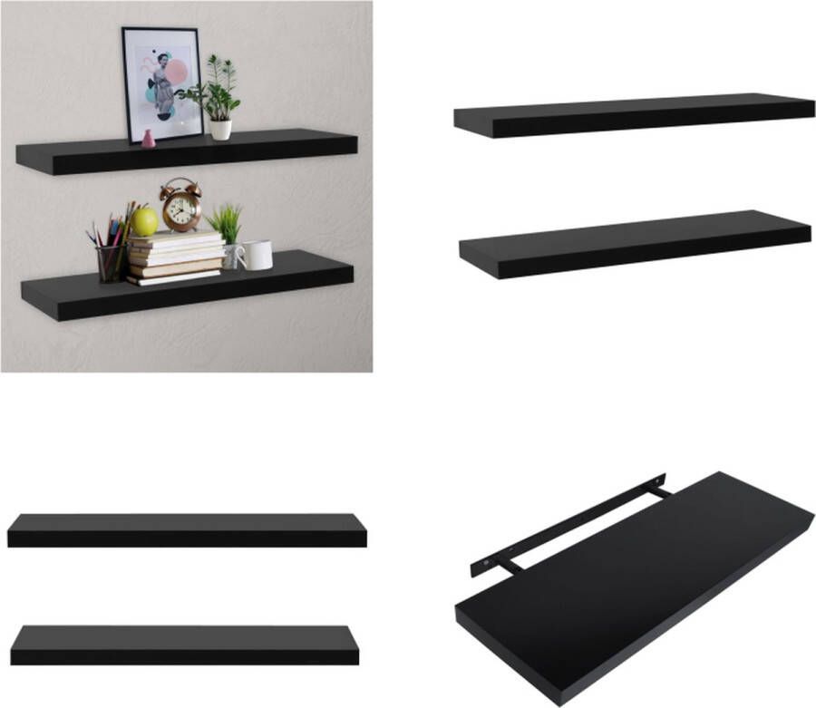 VidaXL Wandschappen zwevend 2 st 120x20x3-8 cm zwart Wandschap Wandschappen Wandplank Wandplanken