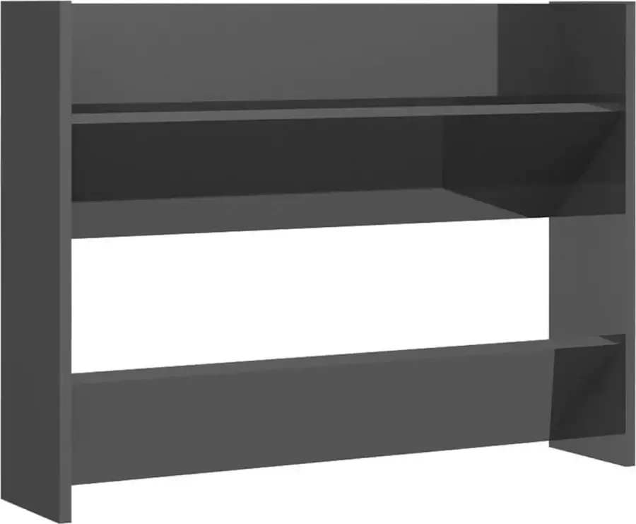 VidaXL -Wandschoenenkast-80x18x60-cm-bewerkt-hout-hoogglans-grijs - Foto 2