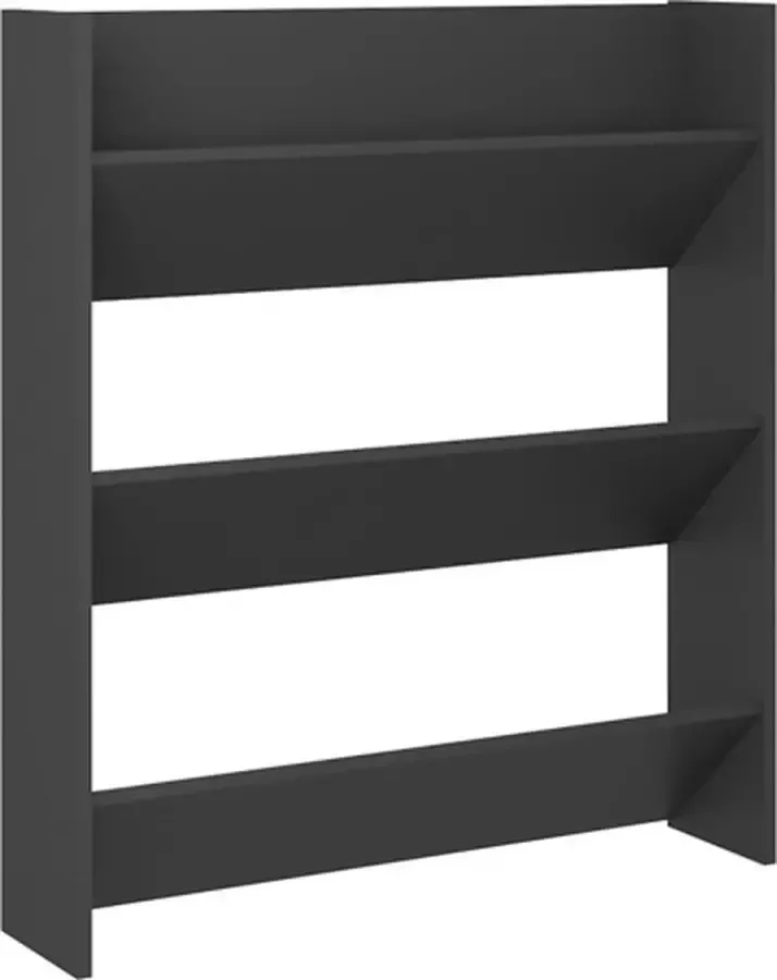 VidaXL Wandschoenenkast 80x18x90 cm spaanplaat grijs - Foto 1