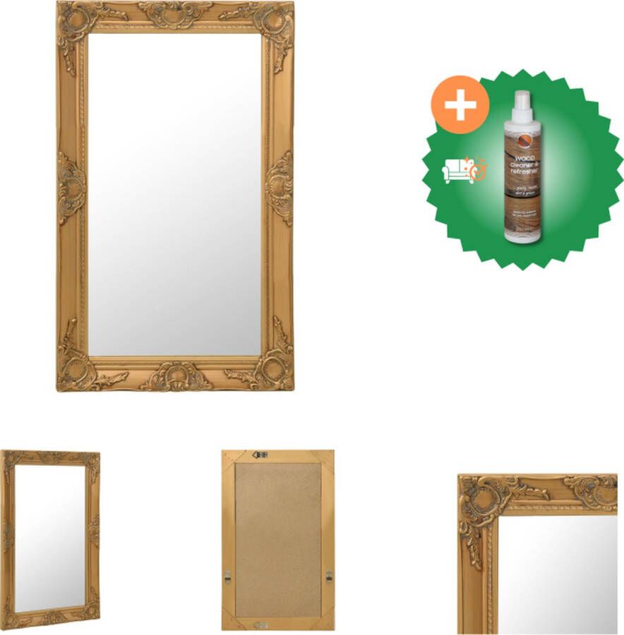 VidaXL Wandspiegel Barok Goud 50 x 80 cm Antieke Uitstraling Houten Frame Spiegel Inclusief Houtreiniger en verfrisser