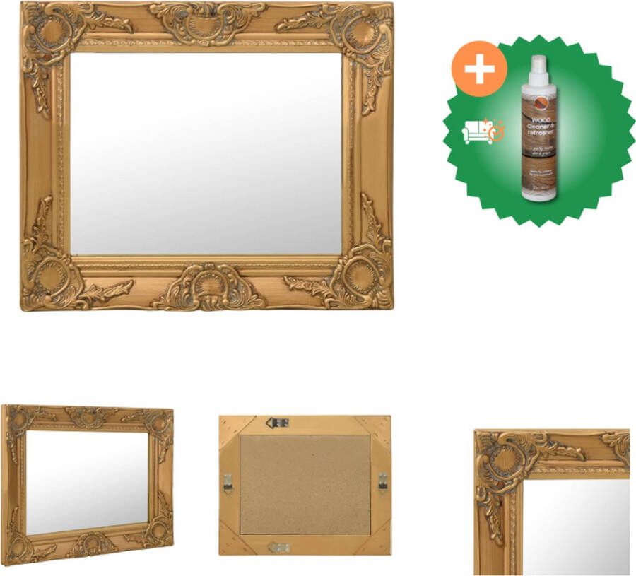 VidaXL Wandspiegel barok stijl 50x40 cm goudkleurig Spiegel Inclusief Houtreiniger en verfrisser