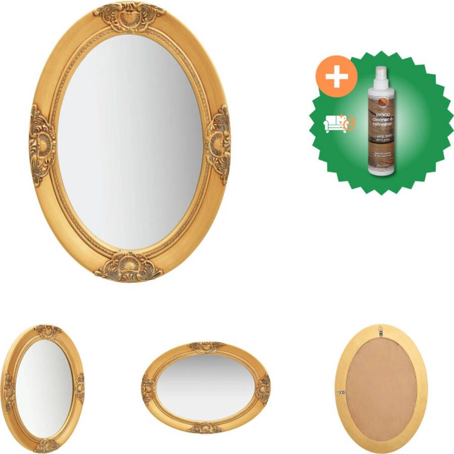 VidaXL Wandspiegel barok stijl 50x70 cm goudkleurig Spiegel Inclusief Houtreiniger en verfrisser