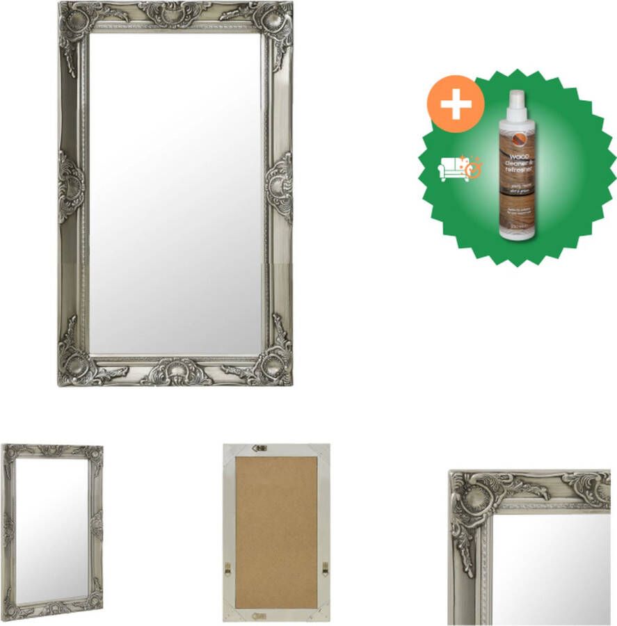 VidaXL Wandspiegel barok stijl 50x80 cm zilverkleurig Spiegel Inclusief Houtreiniger en verfrisser