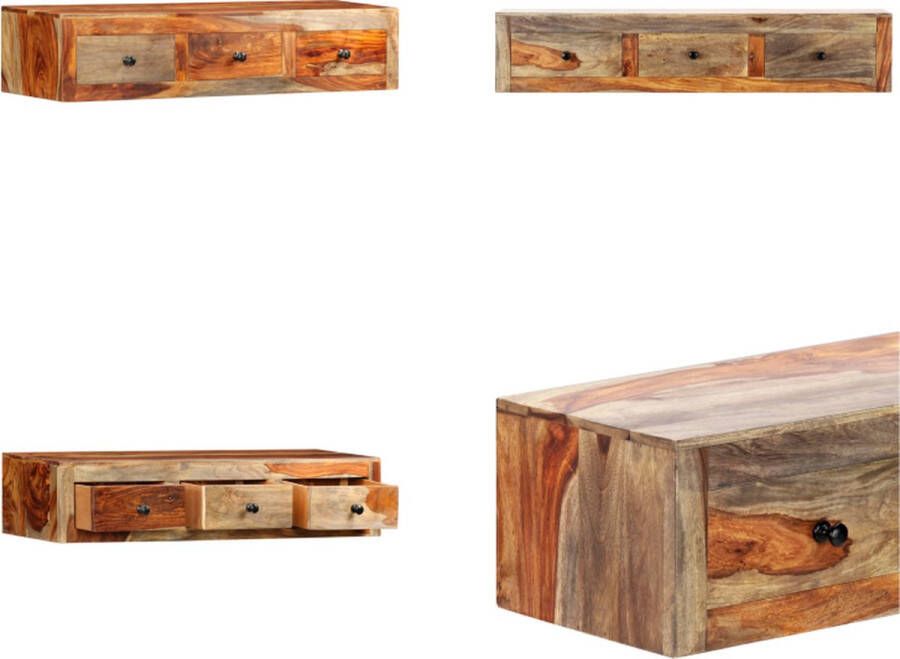 VidaXL Wandtafel 100x25x20 cm massief sheeshamhout Wandkast Wandkasten Opbergkast Zwevende Wandkast