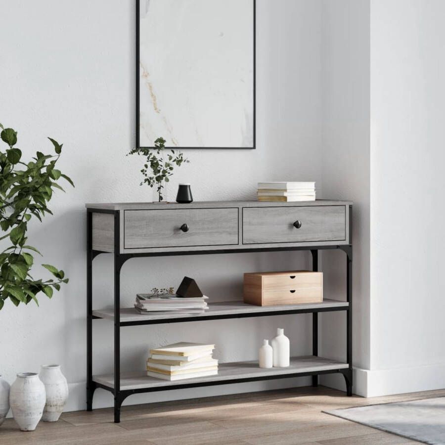 VidaXL -Wandtafel-100x25x75-cm-bewerkt-hout-grijs-sonoma-eikenkleurig - Foto 4