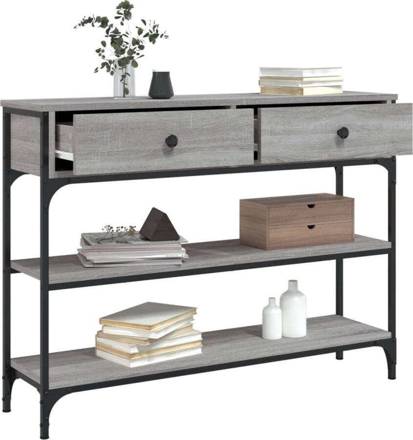 VidaXL -Wandtafel-100x25x75-cm-bewerkt-hout-grijs-sonoma-eikenkleurig - Foto 3