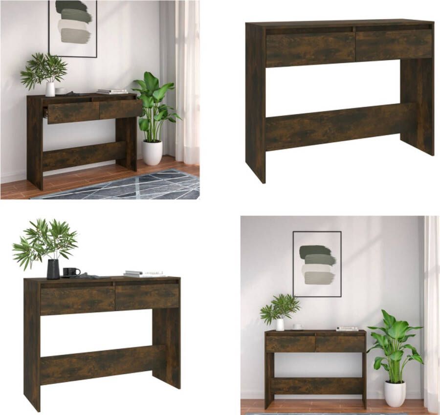 VidaXL -Wandtafel-100x35x76 5-cm-bewerkt-hout-gerookt-eikenkleurig - Foto 3