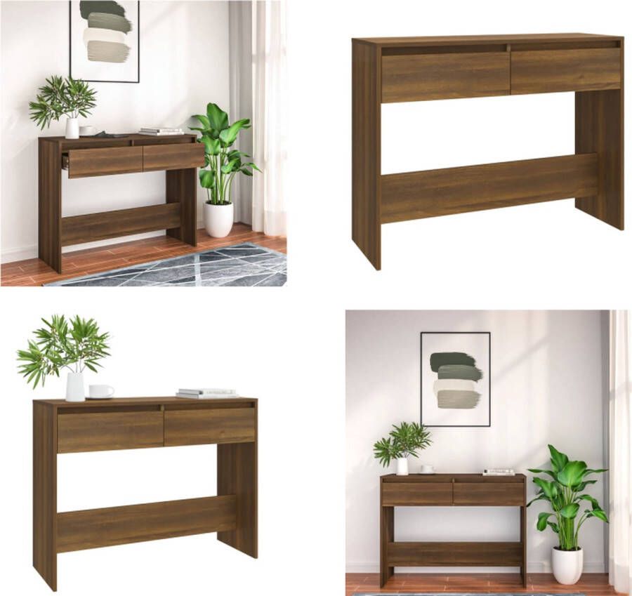VidaXL Wandtafel 100x35x76-5 spaanplaat bruineikenkleurig Wandtafel Wandtafels Tafel Consoletafel