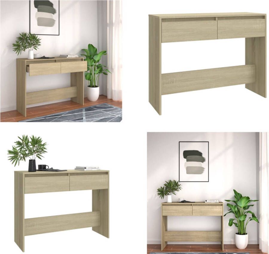 VidaXL Wandtafel 100x35x76 5 cm bewerkt hout sonoma eikenkleurig Wandtafel Wandtafels Tafel Consoletafel